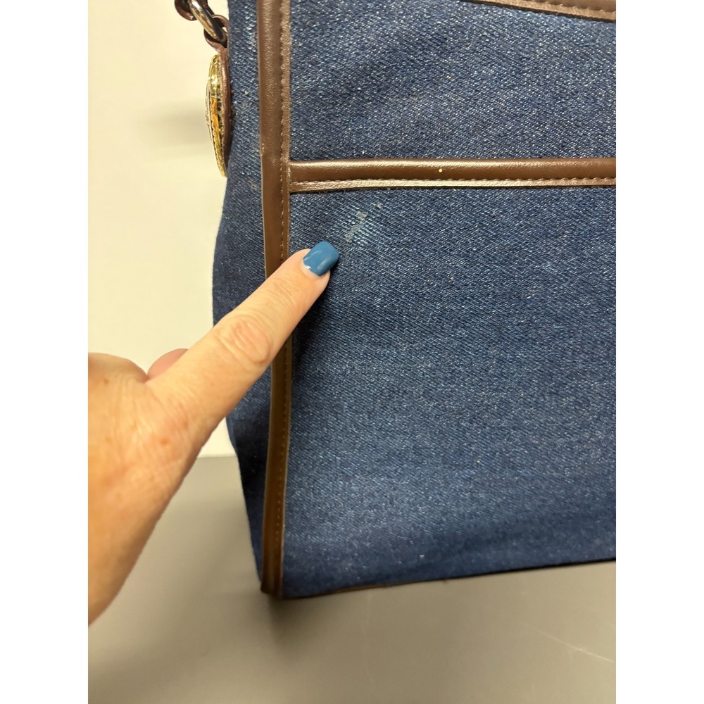 Marlo Blue Denim Leather Crossbody Bag Colorful Embroidered Heart Charm Brighton - Picture 8 of 16